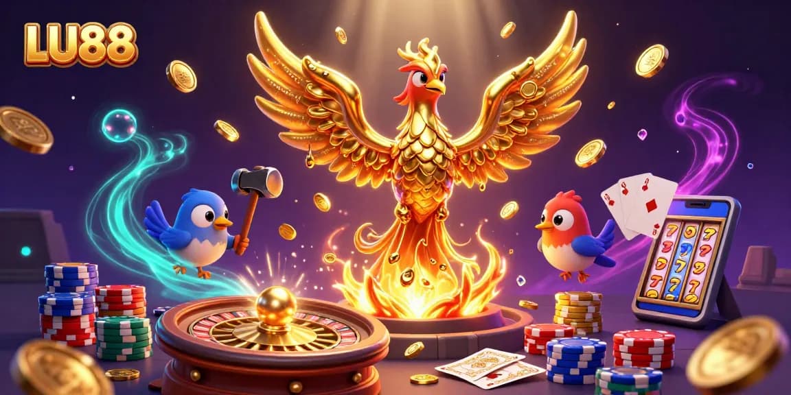 LU88 brings vibrant energy to the casino with golden phoenix and dynamic gaming elements.
