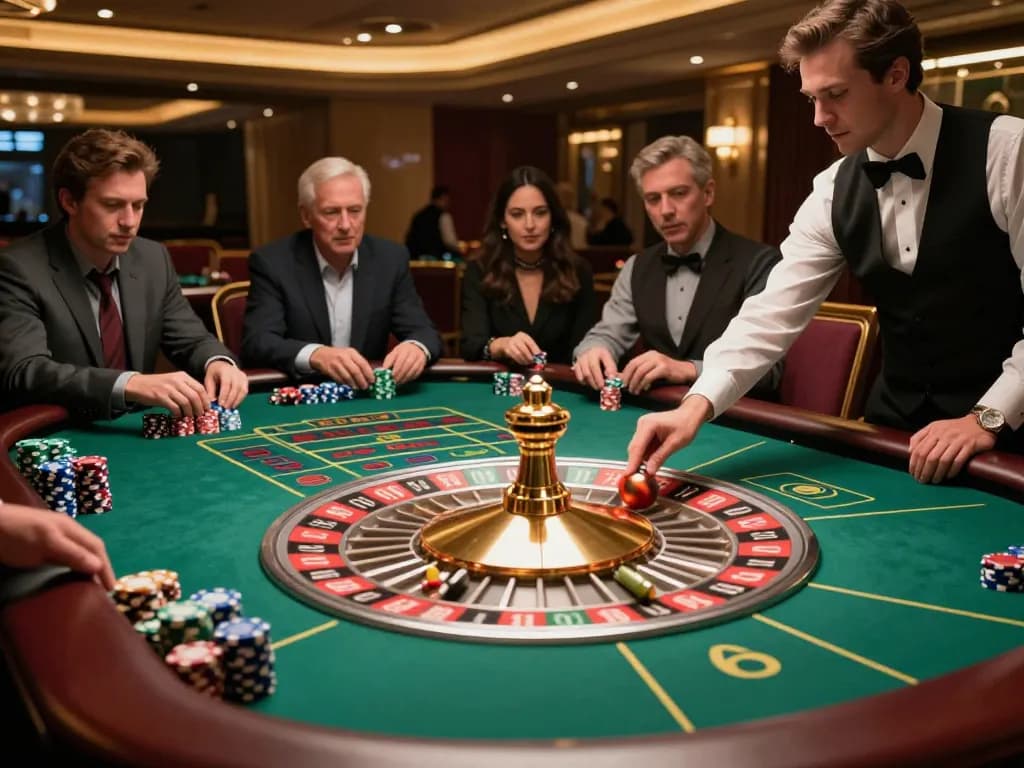 Watch players engage in thrilling TT88 roulette gameplay with vibrant chips and professional dealer.