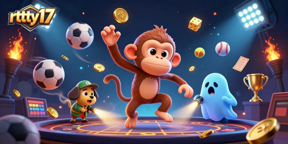 Track the mischievous poltergeist monkey juggling golden items at rttty17's haunted casino.