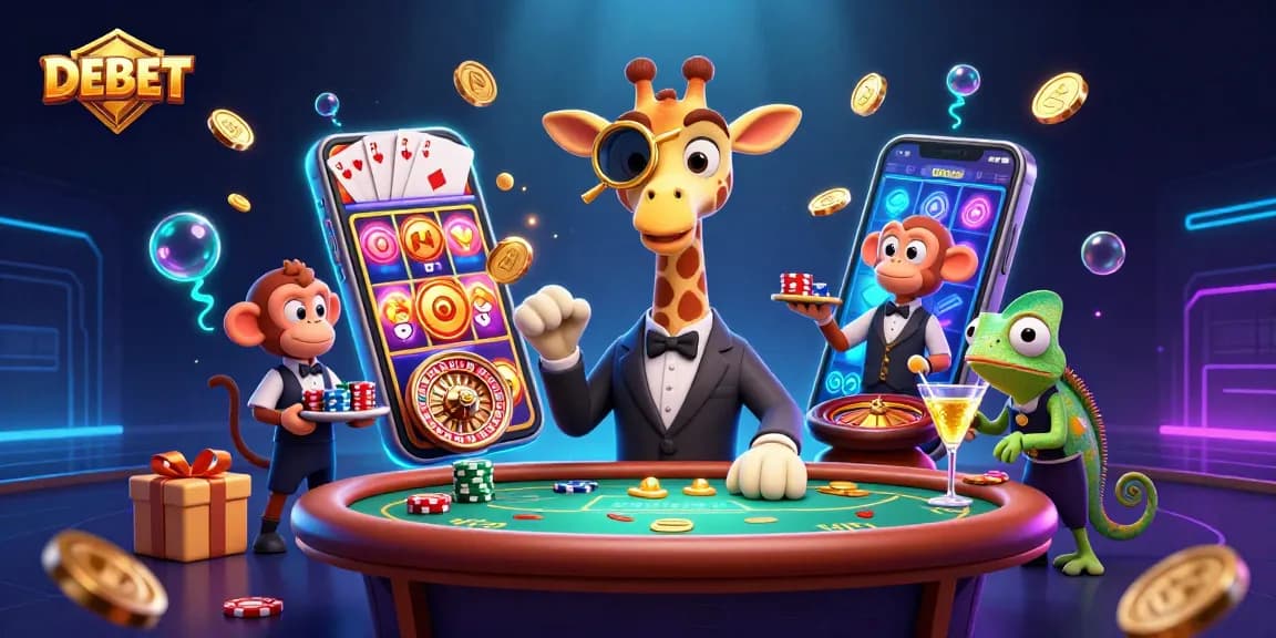Experience the excitement of DEBET with a vibrant casino scene featuring luck and winning potential.