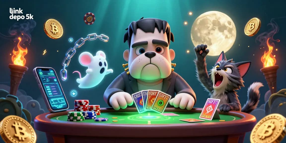 Experience the excitement with link depo 5k as the Frankenstein bulldog deals at a spooky slot table.