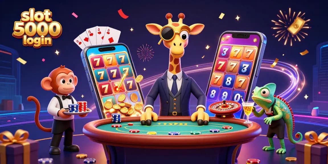 Spin colorful slot games with slot 5000 login at an upscale casino featuring exciting characters.