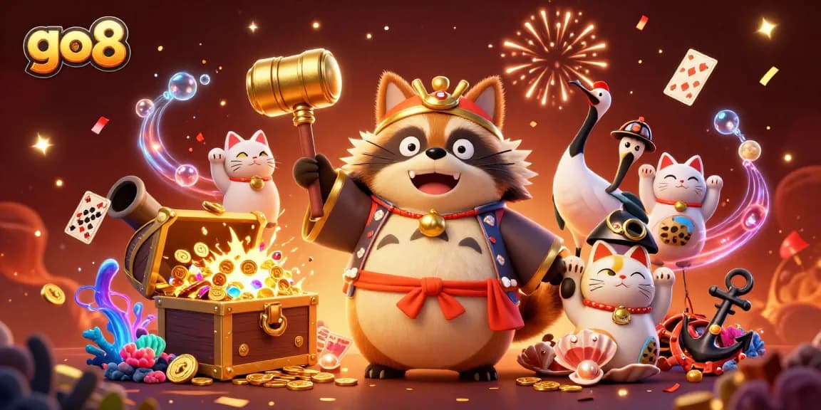 Experience the thrill of go8 with an engaging scene of celebration and fortune in a vibrant casino atmosphere.