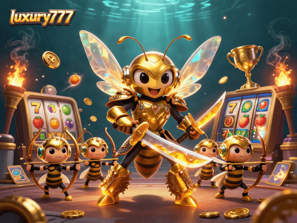 Luxury777 menjadikan permainan slot lebih menarik dengan simbol slot dan koin emas berkilau.