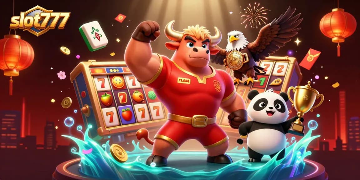 Experience the thrill of slot777 with vibrant characters and dynamic slot elements in an engaging casino scene.