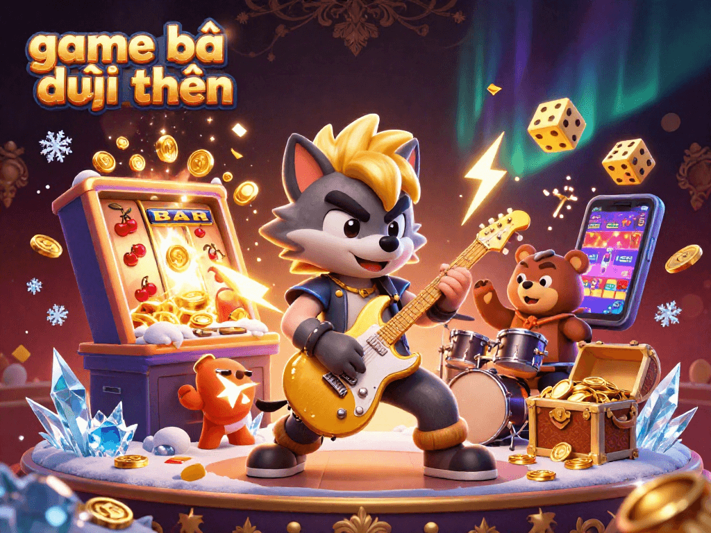 Engage in game bài đổi thưởng with this vibrant 3D illustration showcasing a lively casino scene.
