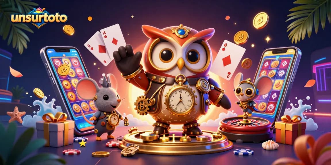 Engage with unsurtoto's vibrant casino world as the time-traveling owl explores thrilling games.