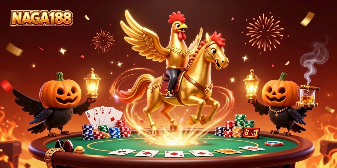 NAGA188 membawa keseruan bermain poker dengan desain visual yang memukau di kasino malam yang angker.
