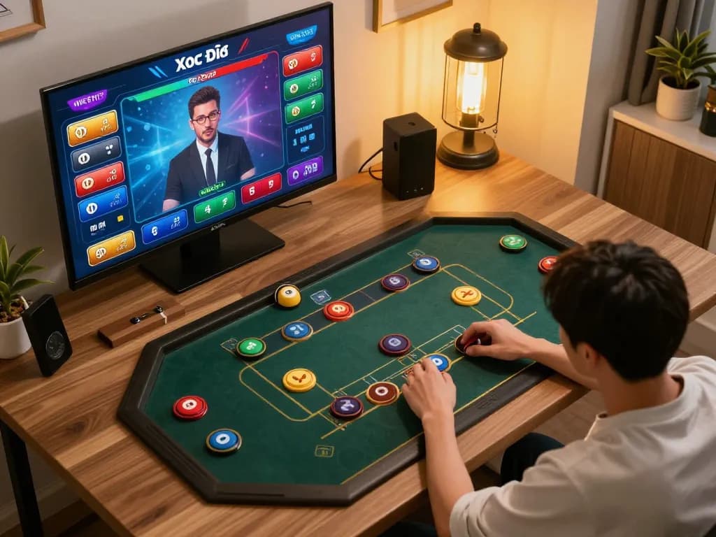 Xóc đĩa gameplay captured dynamically, showing intense online betting action and player engagement.