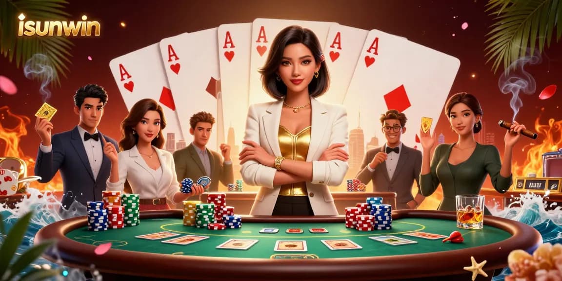 Engage with isunwin to play high-stakes poker while enjoying vibrant casino visuals.