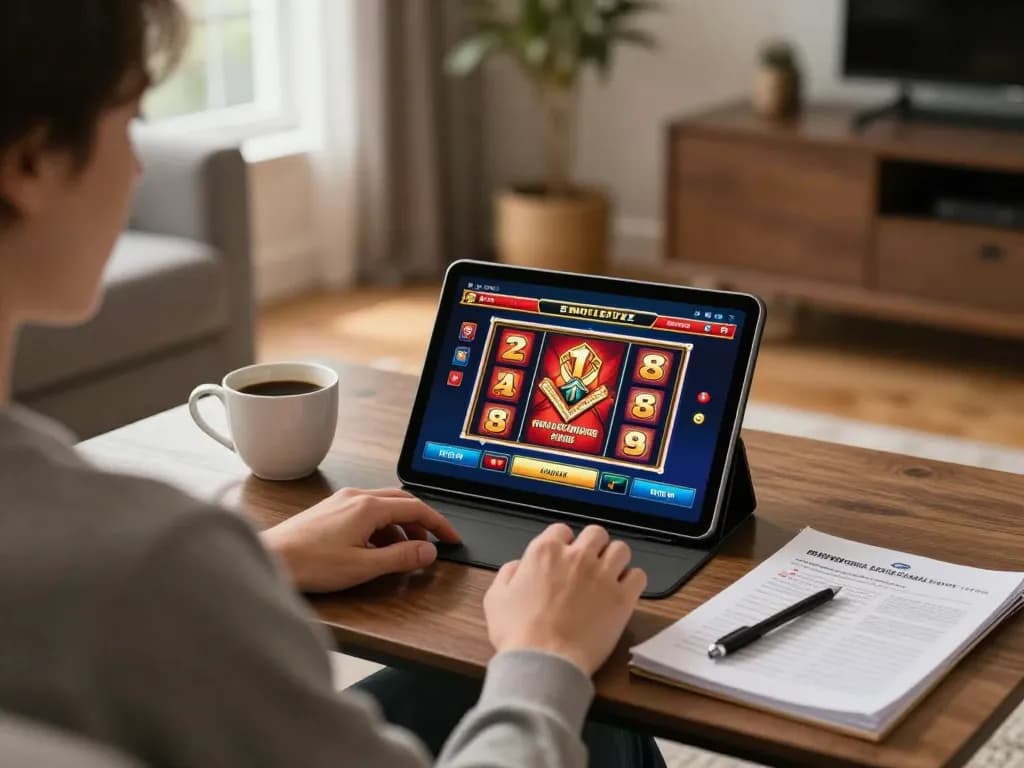 Engaging with situs slot gacor through an online casino tablet while enjoying a relaxing home environment