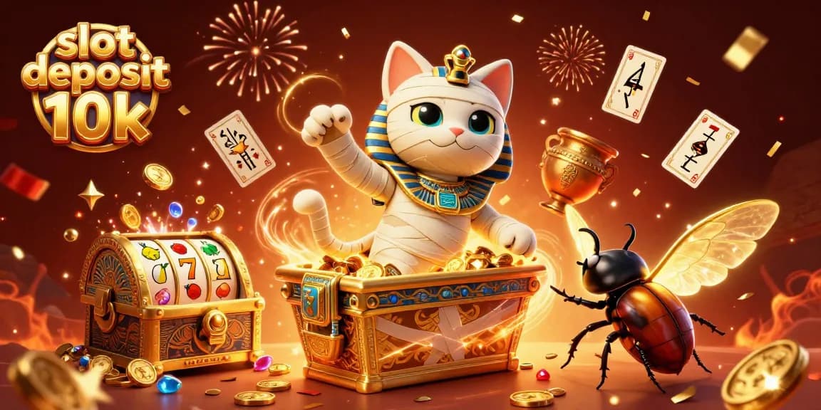 Engage with the excitement of slot deposit 10k in a vibrant 3D casino illustration.