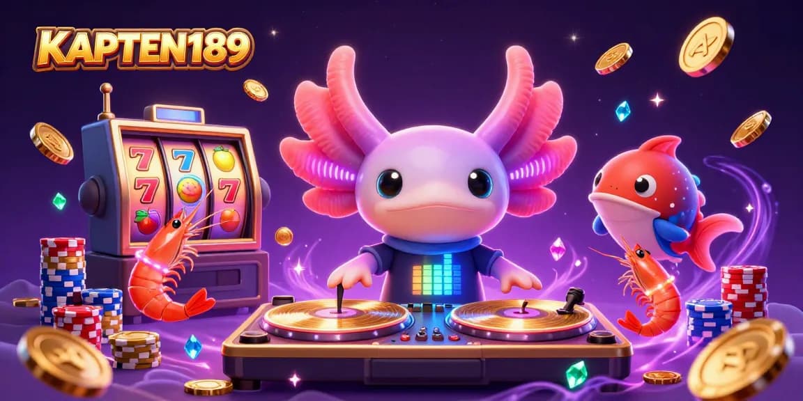 KAPTEN189 menghadirkan kegembiraan judi slot online dengan karakter kartun penuh warna dan elemen kasino yang menghibur.