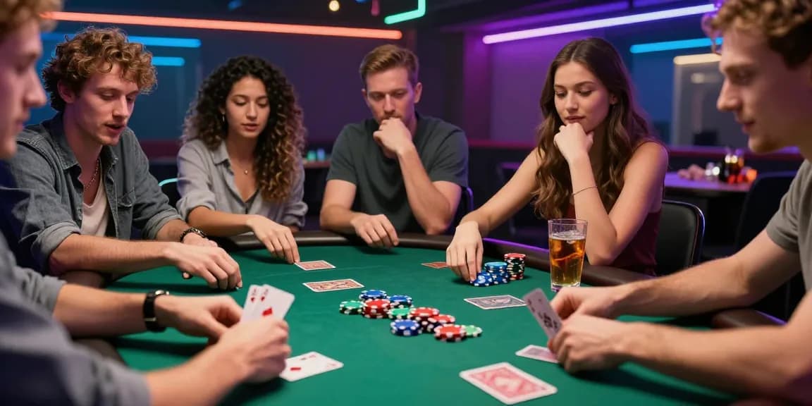Rajatogel permainan kartu dengan teman-teman bersenang-senang di meja poker.