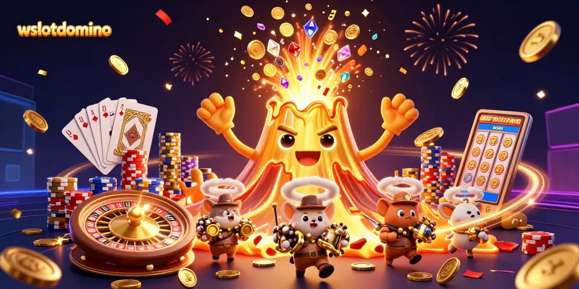 Menangkan pengalaman bermain di wslotdomino dengan karakter kasino 3D yang meriah dan penuh harta karun.