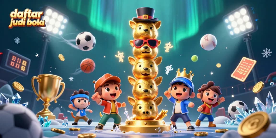 Engage with daftar judi bola in a vibrant 3D illustration showcasing dynamic sports betting elements.