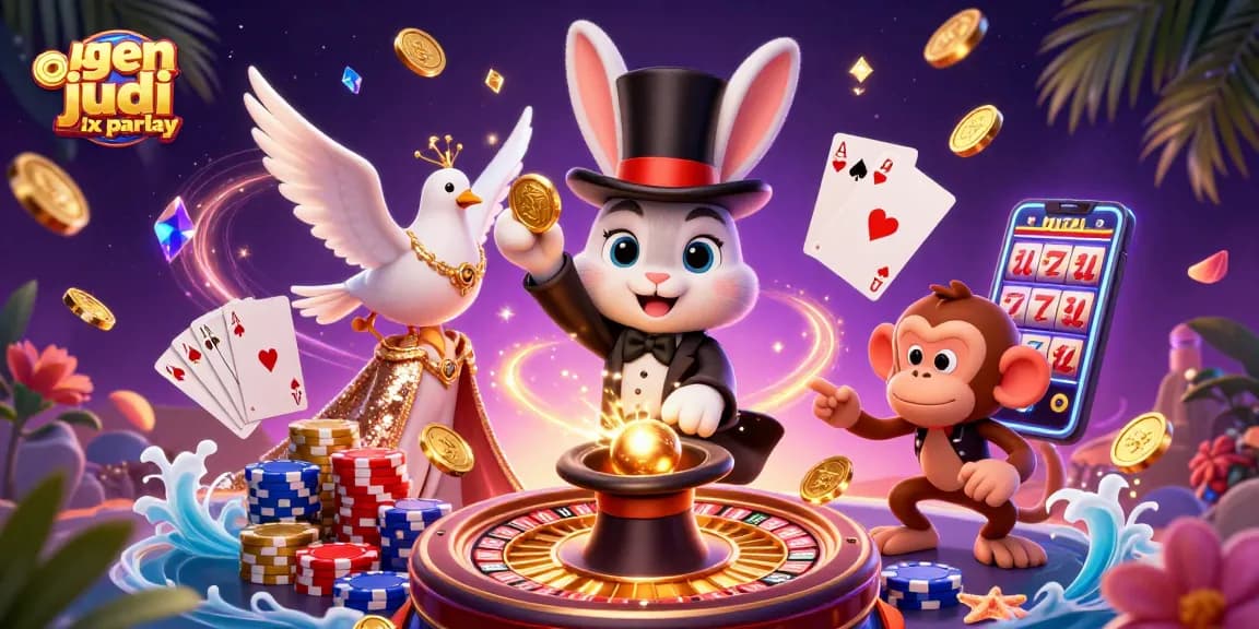 Spinning luck with agen judi mix parlay: stunning illustration of winning moments in an animated casino