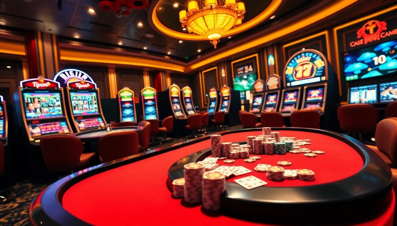 Exciting poker game at 79king casino with vibrant chips and stunning roulette.