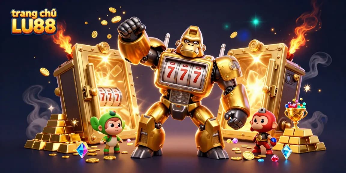 Experience the excitement of online gaming at trang chủ LU88 with a thrilling 3D casino illustration.