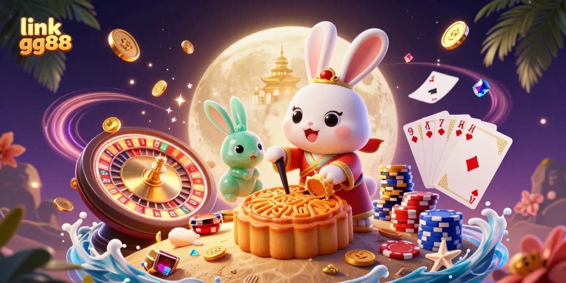 Engage in thrilling gameplay at link gg88, showcasing a vibrant casino scene with animated characters and lively gambling elements.