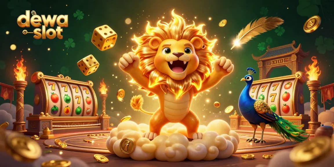 Engage with the thrilling dewa slot experience in this dynamic 3D casino scene, featuring vibrant characters and elements.