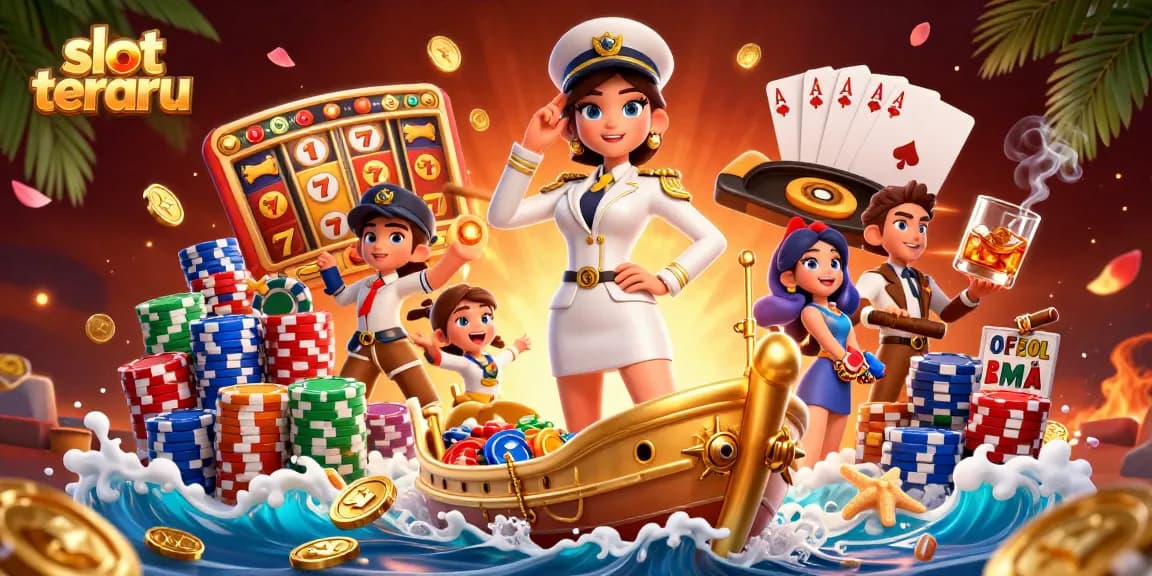 A vibrant scene featuring elegant characters around slot reels, exemplifying slot terbaru gaming action.