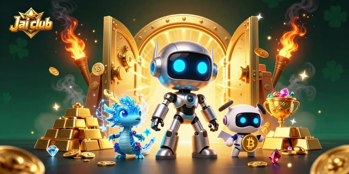 Experience fun gaming action at Jai club with vibrant 3D characters and casino treasures.