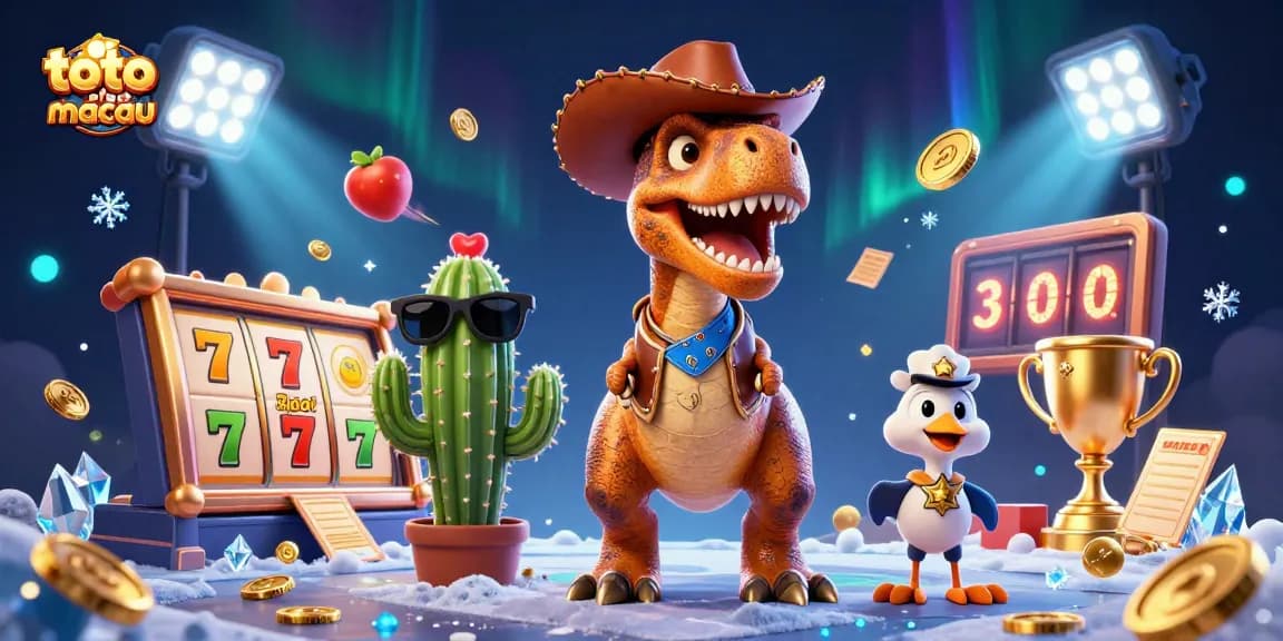 Engage with thrilling jackpots at toto slot macau, showcasing vibrant 3D elements with spinning reels and exciting slots.