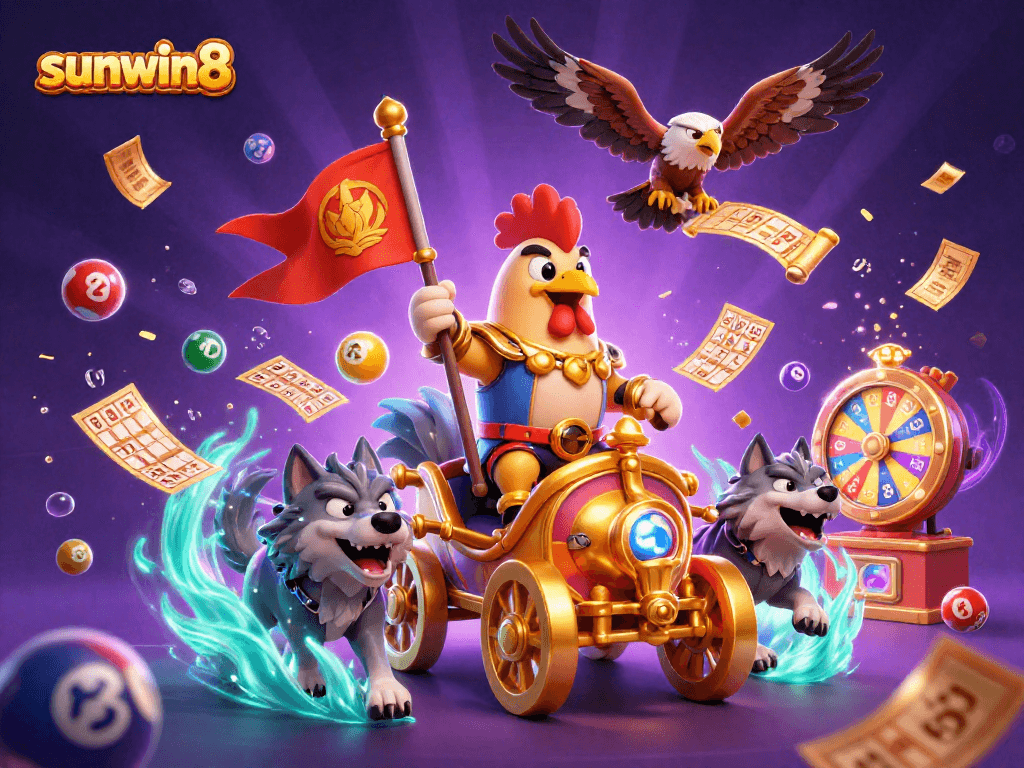 Experience thrilling gaming at sunwin8 with a vibrant casino scene full of dynamic lottery elements.