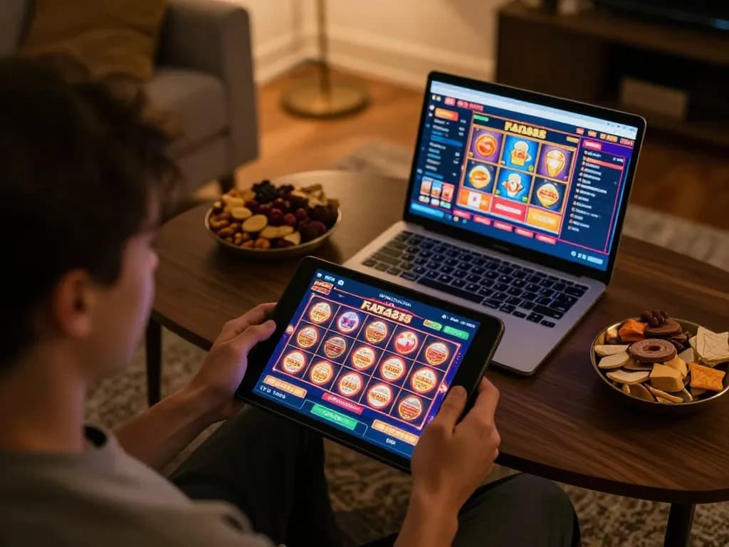 Engaging gameplay on FAFA828 mobile app showing user enjoying slots at home