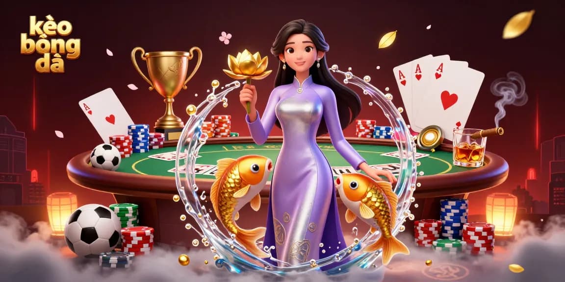 Engage in kèo bóng đá with an elegant woman amidst dynamic sports betting elements and rich visuals.