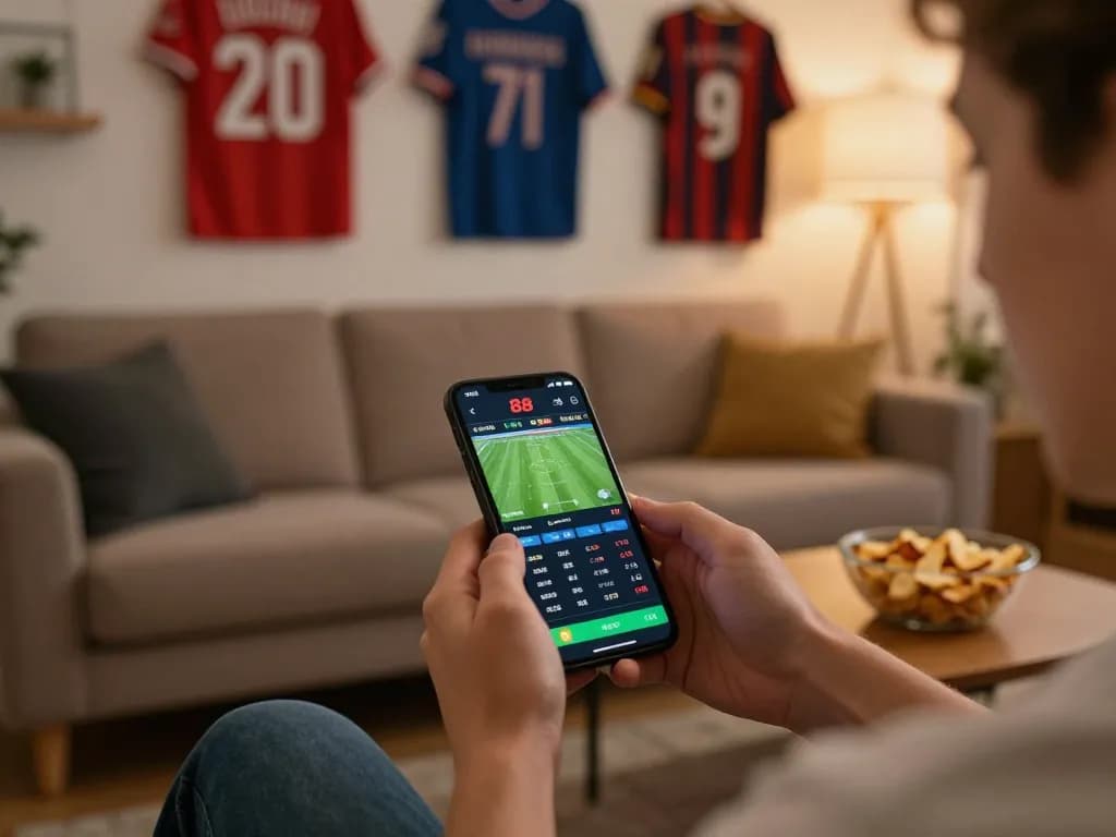 Engaged player using the open 88 sports betting app on mobile during a live match.
