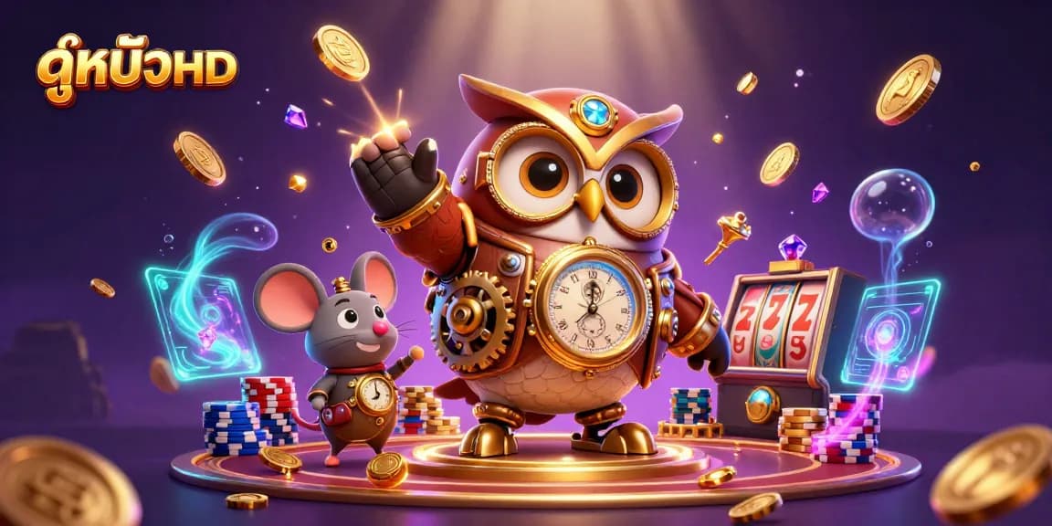 Engage in thrilling casino adventures with ดูหนังHD as the 3D time-traveler owl and friends shine amidst golden coins!