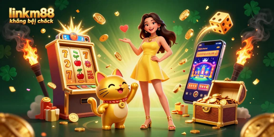Trải nghiệm một cảnh sắc sống động thể hiện link m88 không bị chặn với những nhân vật vui vẻ và các yếu tố casino năng động.