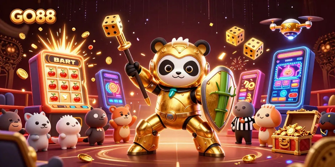 Engage with GO88's vibrant gaming world through stunning 3D illustrations of the ultimate casino experience.