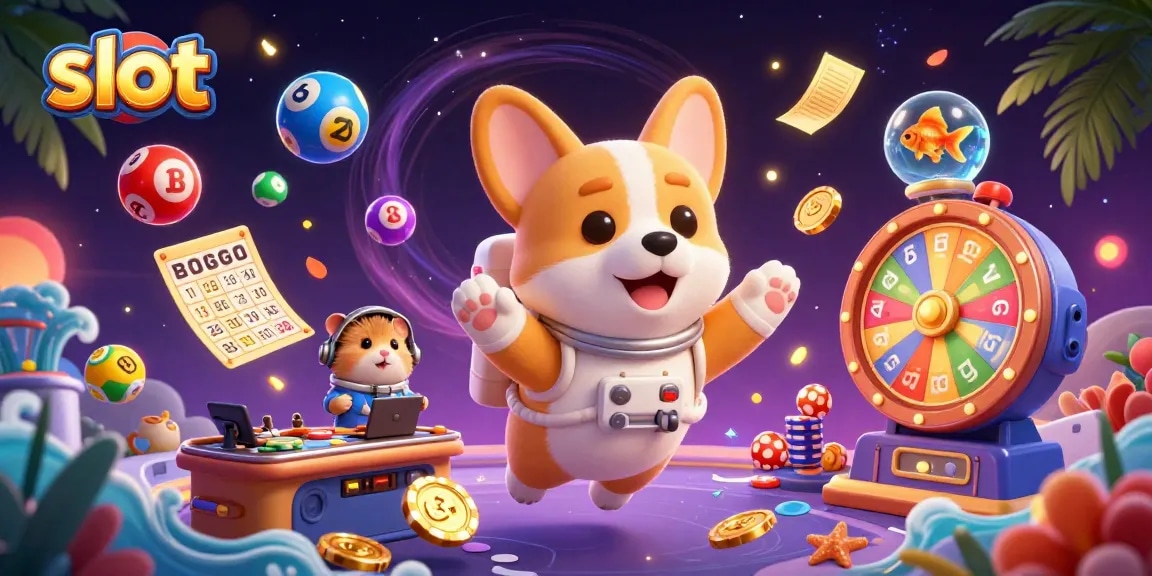 Menggileseki hadiah slot dengan astronaut corgi, hamster, dan ikan sambil menggenggam chip poker di kasino luar angkasa