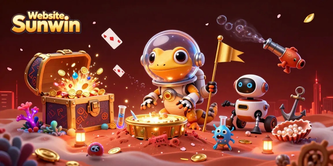Experience gaming excitement at Website Sunwin with vibrant graphics and a 3D cartoon Martian gecko theme.