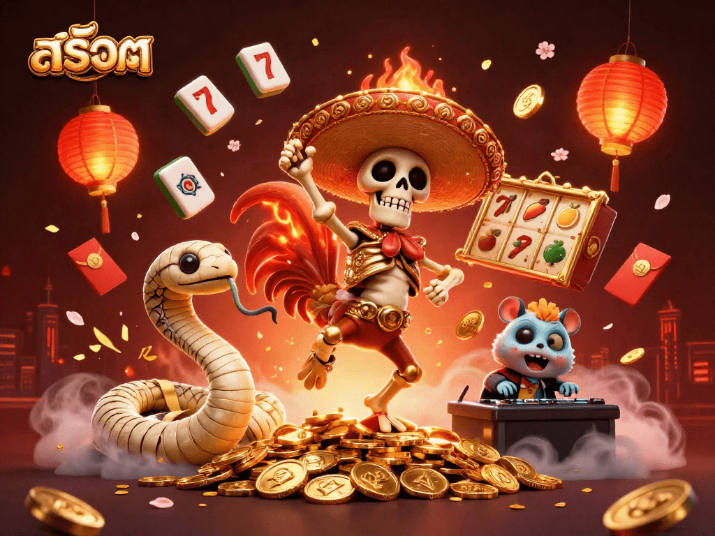 Experience exhilarating สล็อต gameplay with vibrant characters and symbols celebrating fortune.