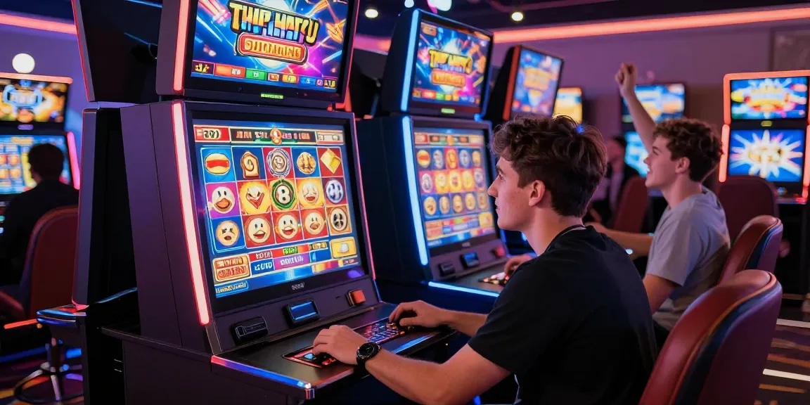 Engaging player at a digital casino exploring bonus buy slots UK with vibrant graphics and excitement.