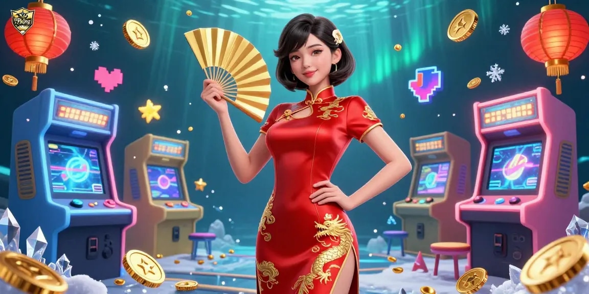 Experience the excitement of betting with 79king in this vibrant casino-themed illustration featuring arcade elements and gold coins.