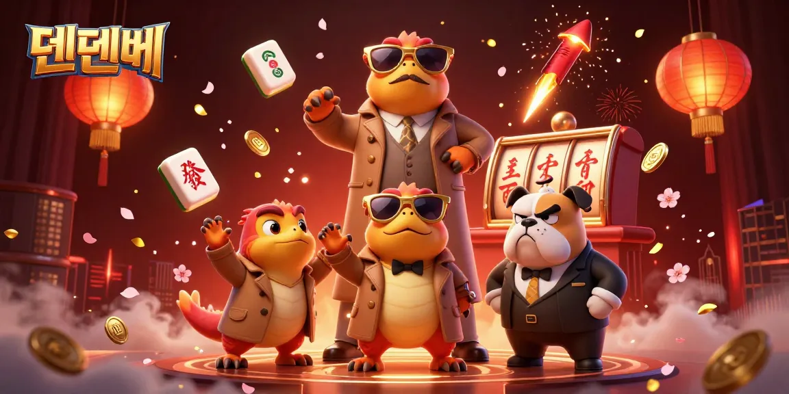 Experience the thrill of 텐텐벳 as cartoon raptors attempt VIP entry, surrounded by vibrant casino elements.