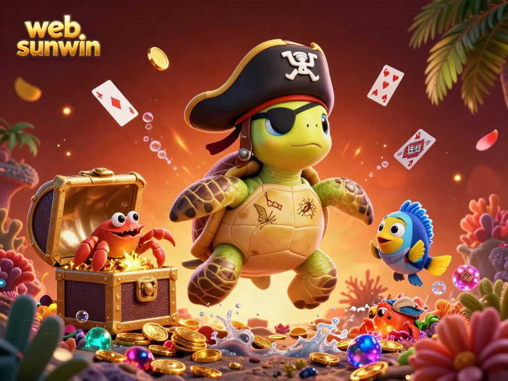 Engage with web sunwin by exploring the underwater adventure of a pirate turtle and friends amidst treasure.