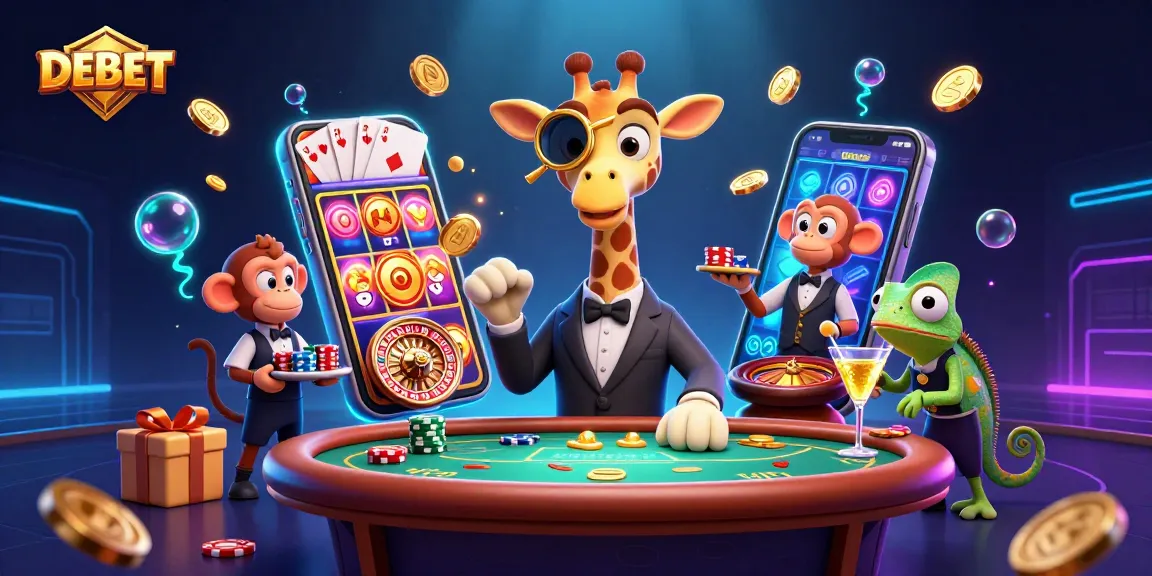 Experience the excitement of DEBET with a vibrant casino scene featuring luck and winning potential.