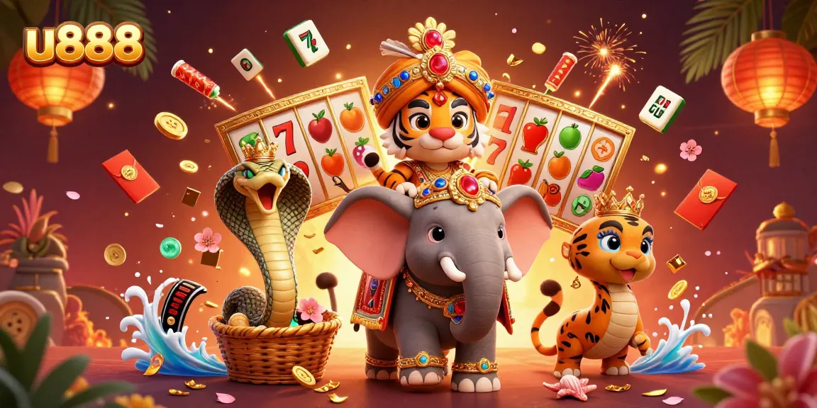 Experience exciting wins at u888 with vibrant slot games, featuring a majestic character scene.