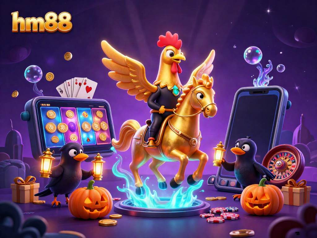 Experience thrilling casino action with hm88 in a vibrant 3D digital scene of a cosmic casino adventure.