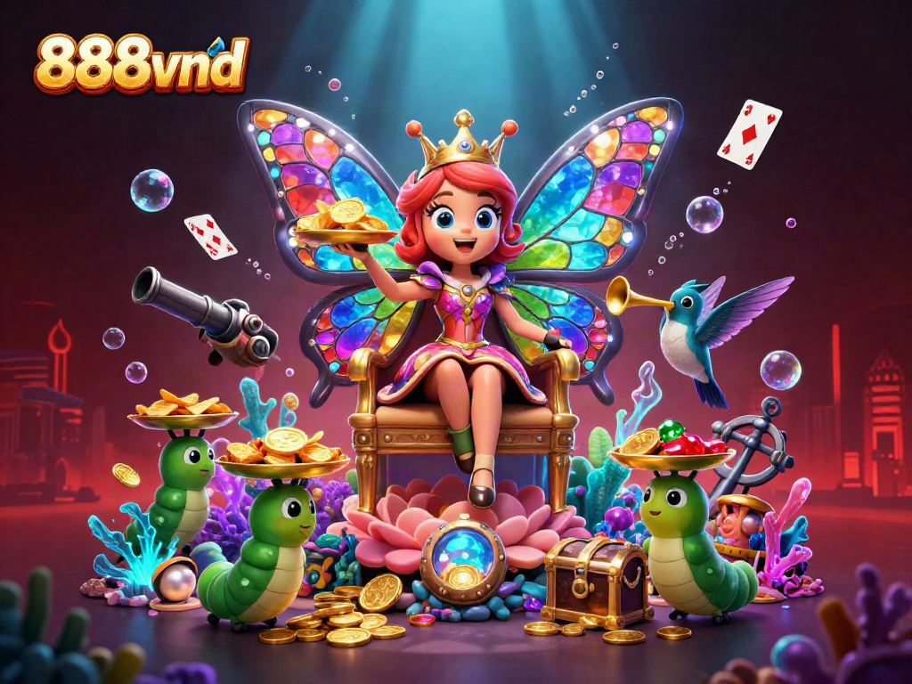 Join the excitement with 888vnd's vibrant casino scene filled with rich game elements and characters.