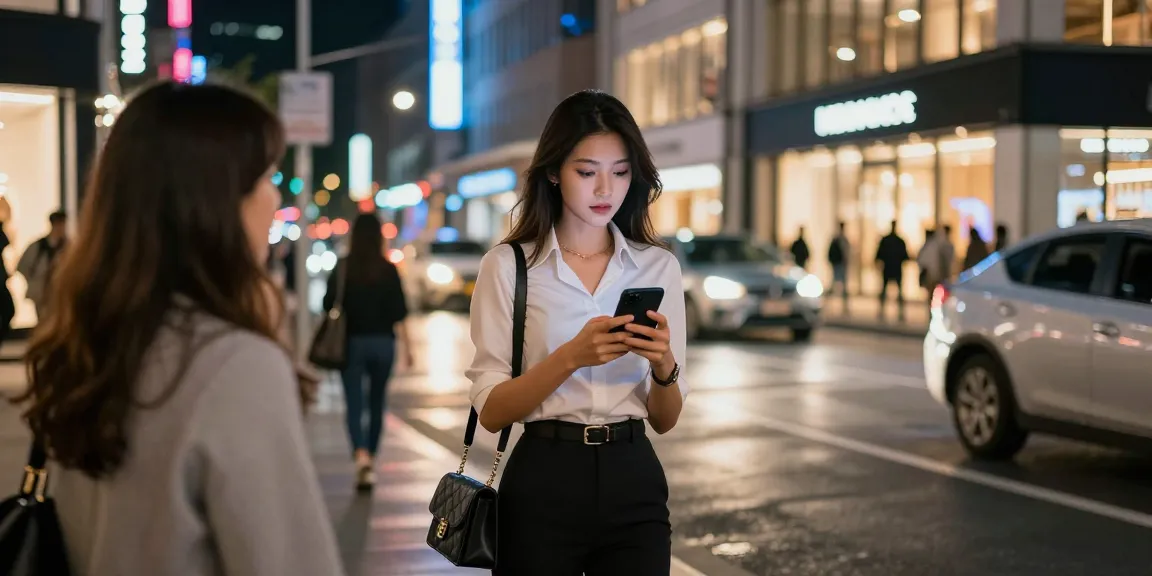 Gái gọi tương tác với khách hàng trong không gian đô thị sôi động, ánh đèn neon rực rỡ.