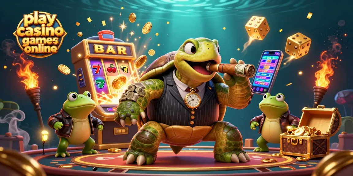 Play casino games online with exciting slot action in this vibrant 3D casino scene.