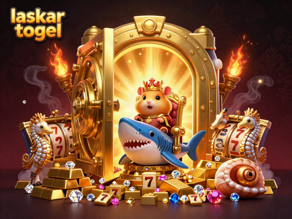Join the royal hamster king on his golden treasure journey with laskar togel in this vibrant casino scene!