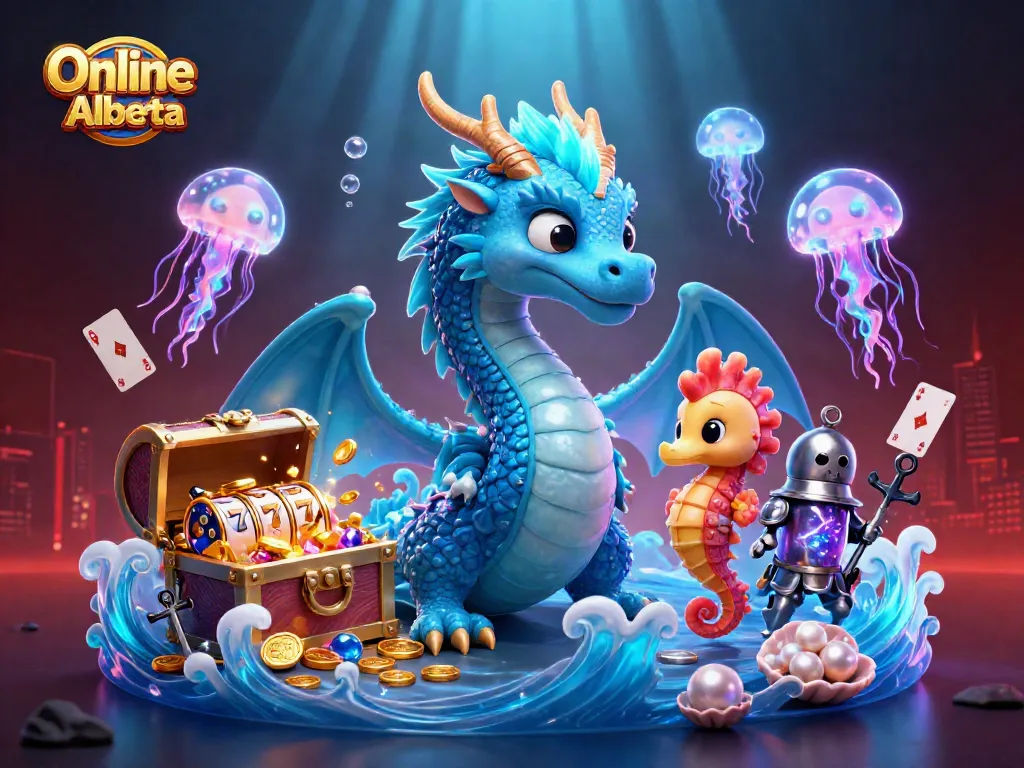 Experience the thrill of Online Casino Alberta with vibrant 3D illustration highlighting playful characters and casino elements.